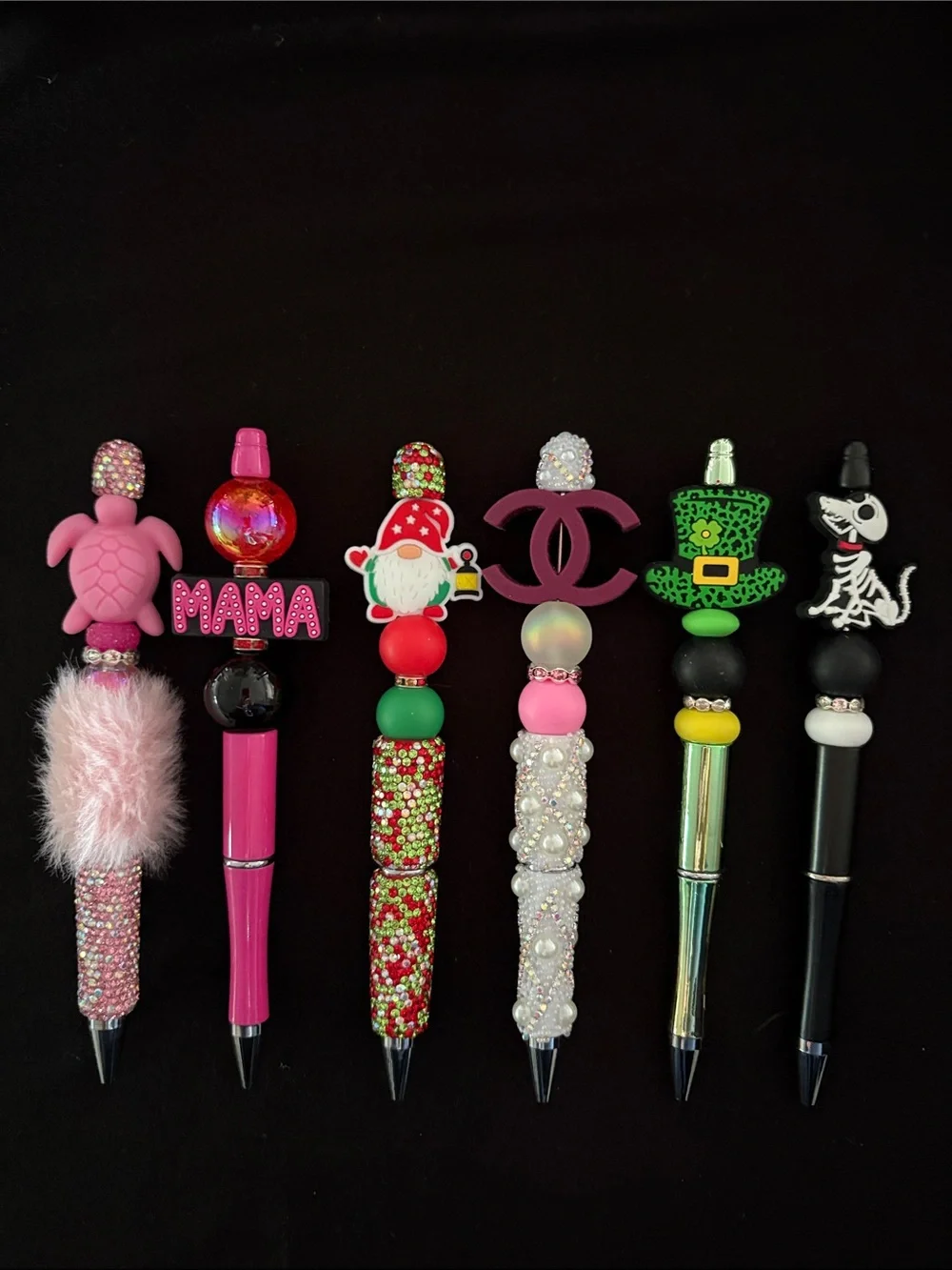 Decorative Refillable Beaded Pens - Set of 6